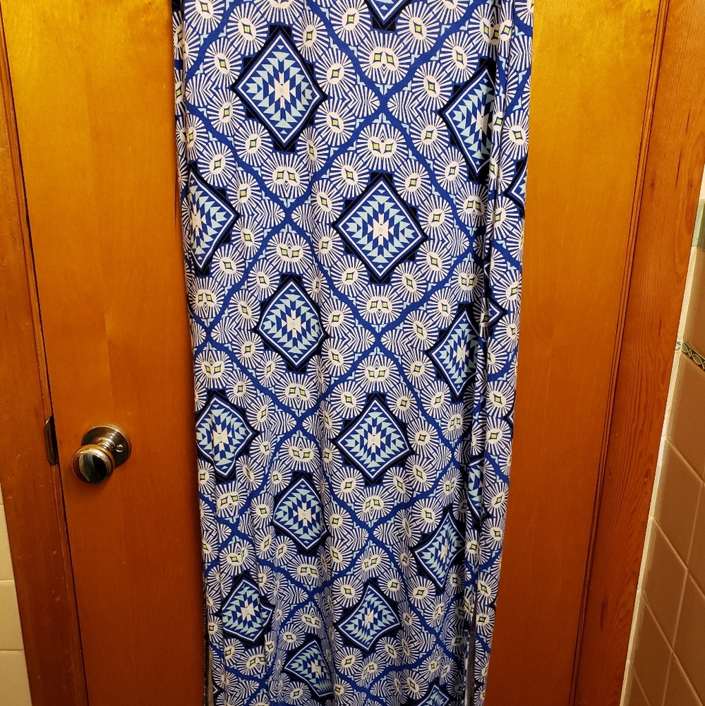 Old Navy bright blue pattern maxi skirt size med